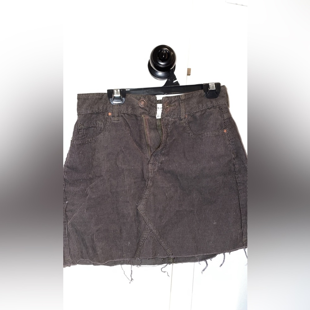 Pacsun dark olive corduroy mini skirt